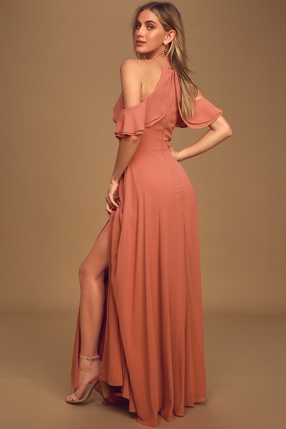 Lovely Rusty Rose Dress - Maxi Dress ...